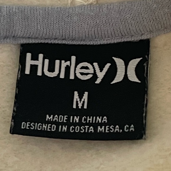 Hurley Men’s Hooded Sweatshirt In Bone Hurley Name And Logo On Front - Picture 14 of 14